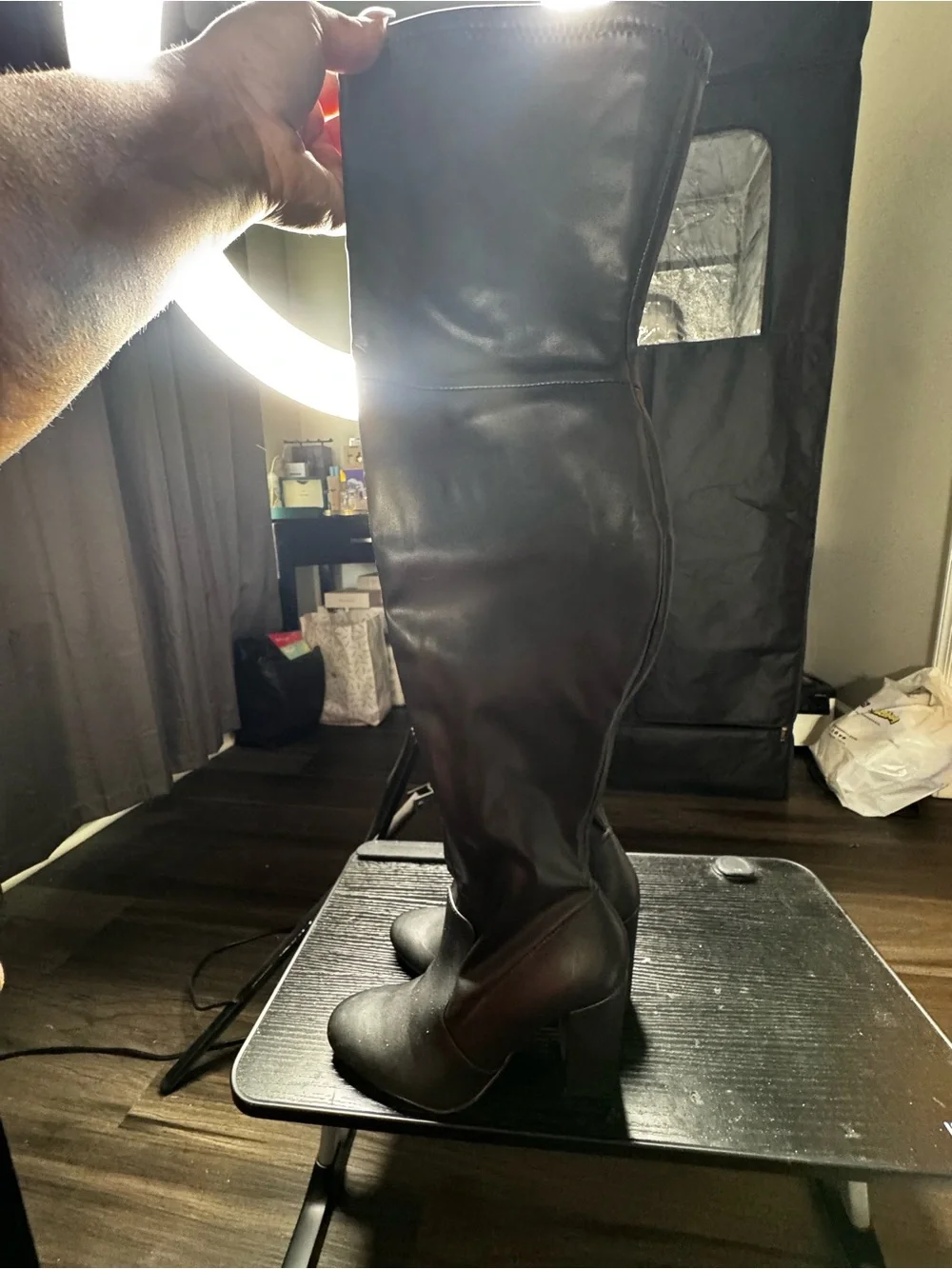 Aldo Black Mid-Calf Heeled Boots